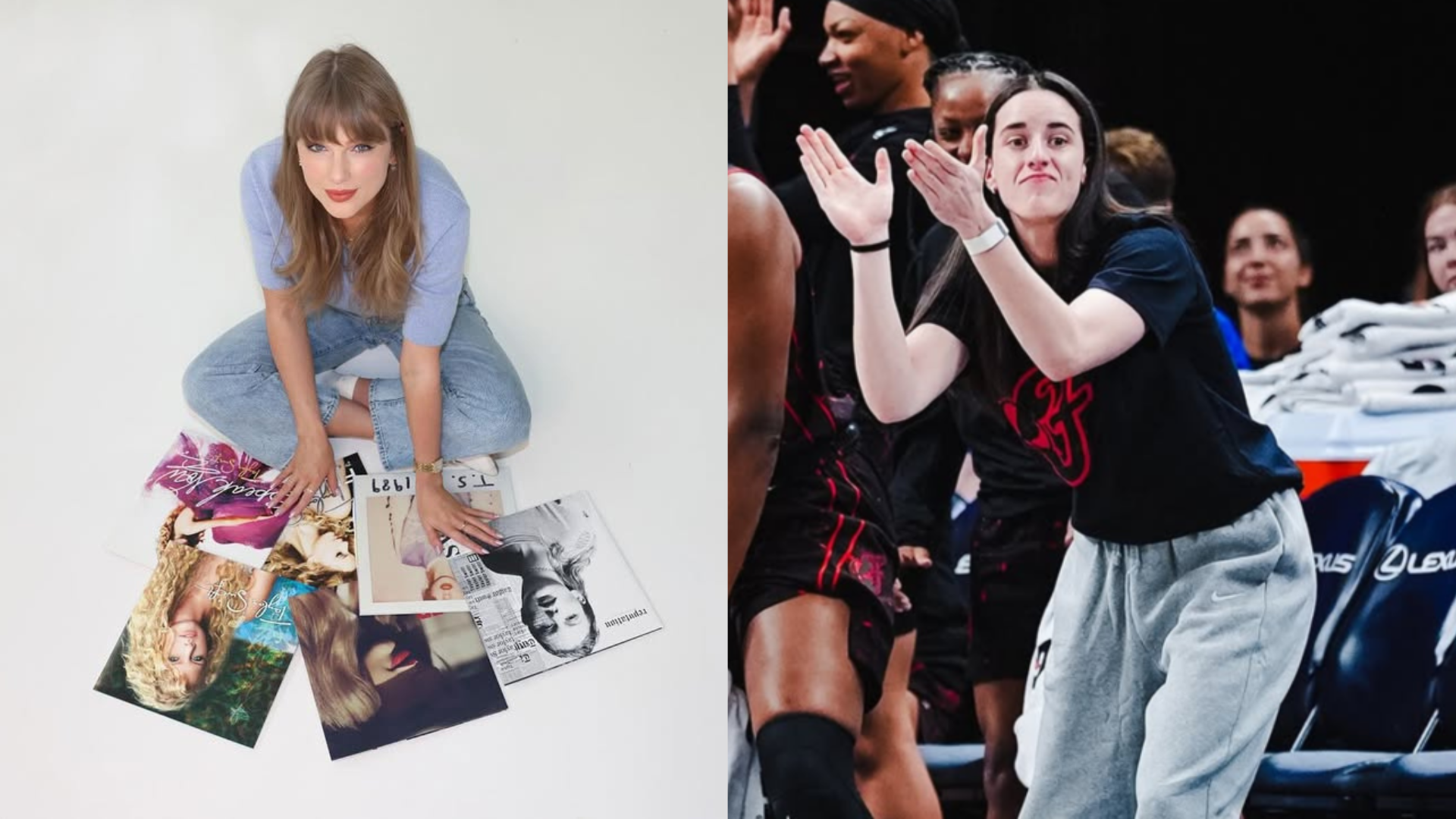 Caitlin Clark and Taylor Swift. - Source: Imagn, https://www.instagram.com/p/DKSF56YueNv/?img_index=3