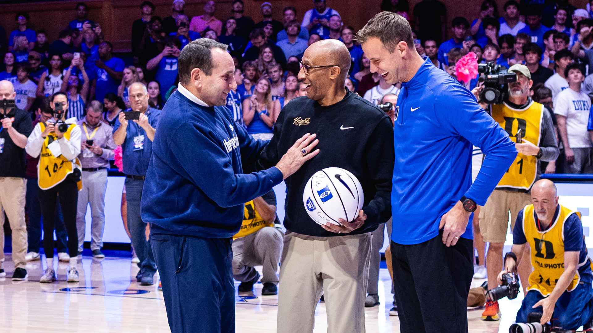 Mike Krzyzewski, Jon Scheyer and Johnny Dawkins. - Source: @DukeMBB on X/Twitter