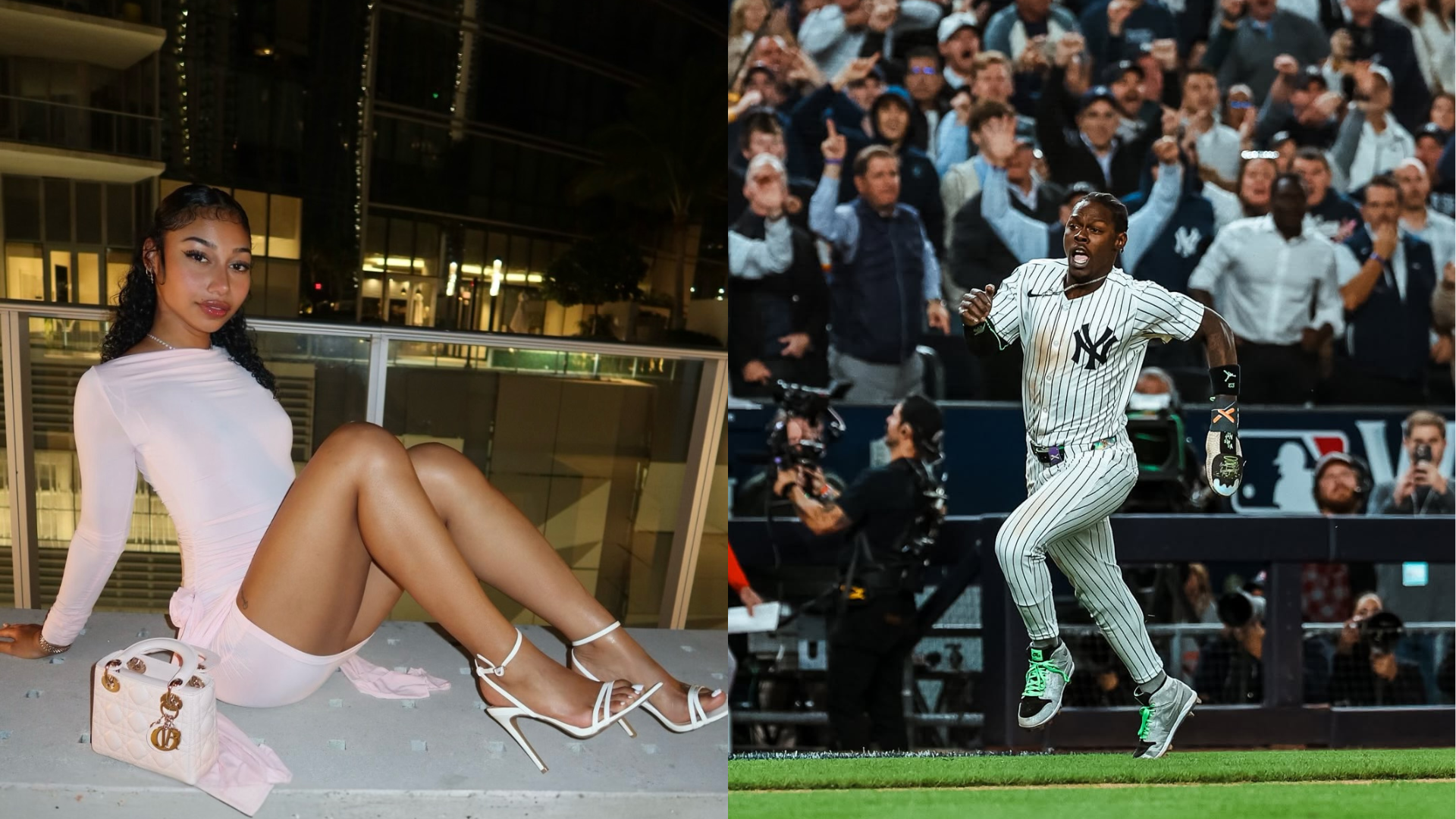 Jazz Chisholm and Olivia Brown. - Source: @luh.liv, @yankees on Instagram