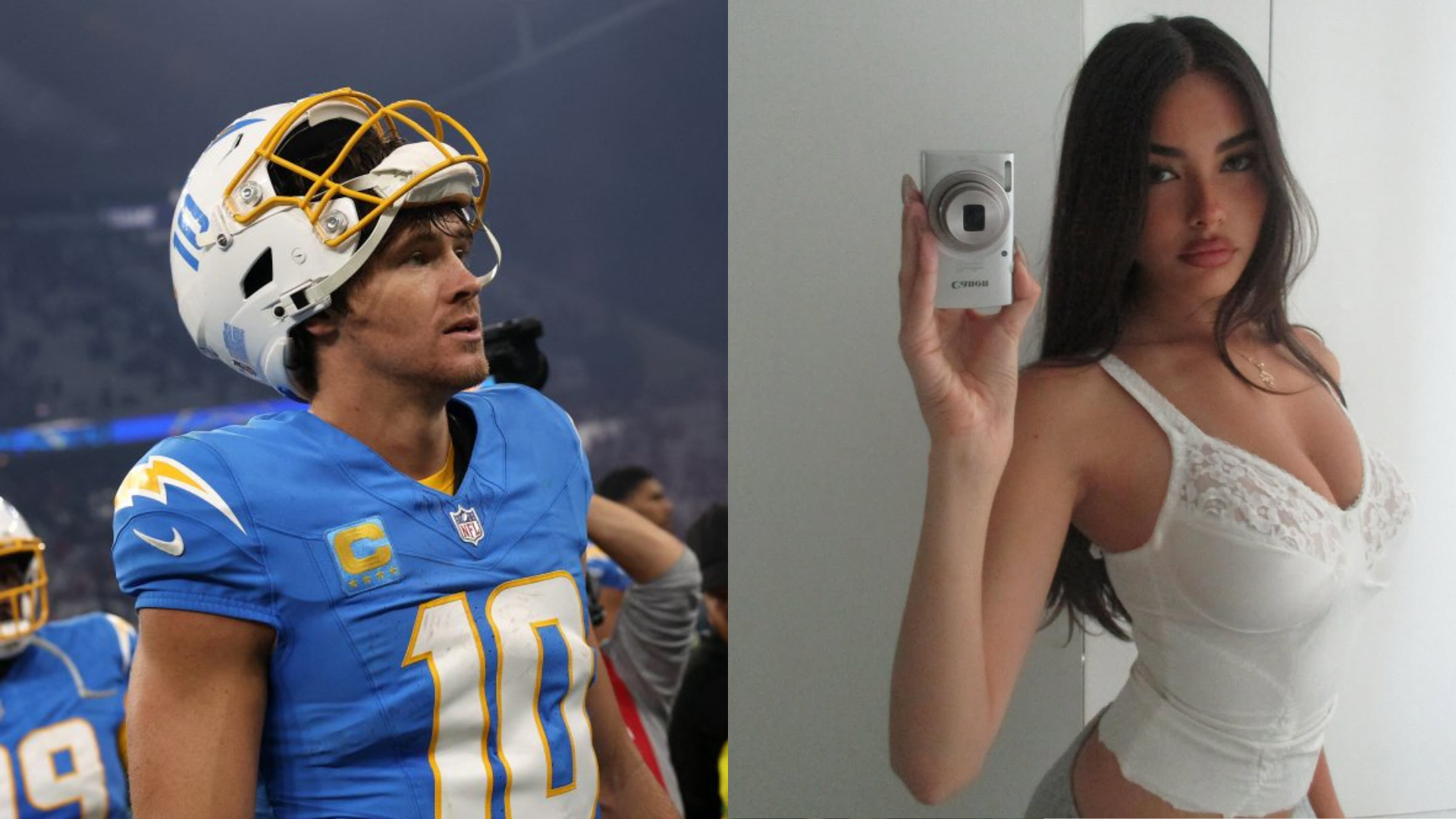 Justin Herbert and Madison Beer. - Source: Imagn, https://www.instagram.com/p/DIR2O6MBlub/?img_index=2Justin Herbert and Madison Beer. - Source: Imagn, https://www.instagram.com/p/DIR2O6MBlub/?img_index=2