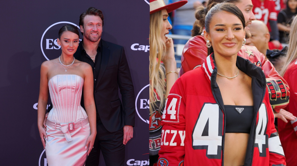 LOOK: Kyle Juszczyk’s Wife Kristin Copies 49ers Star’s Popular Celly While Showing Off Custom Game Day Dress in Week 8