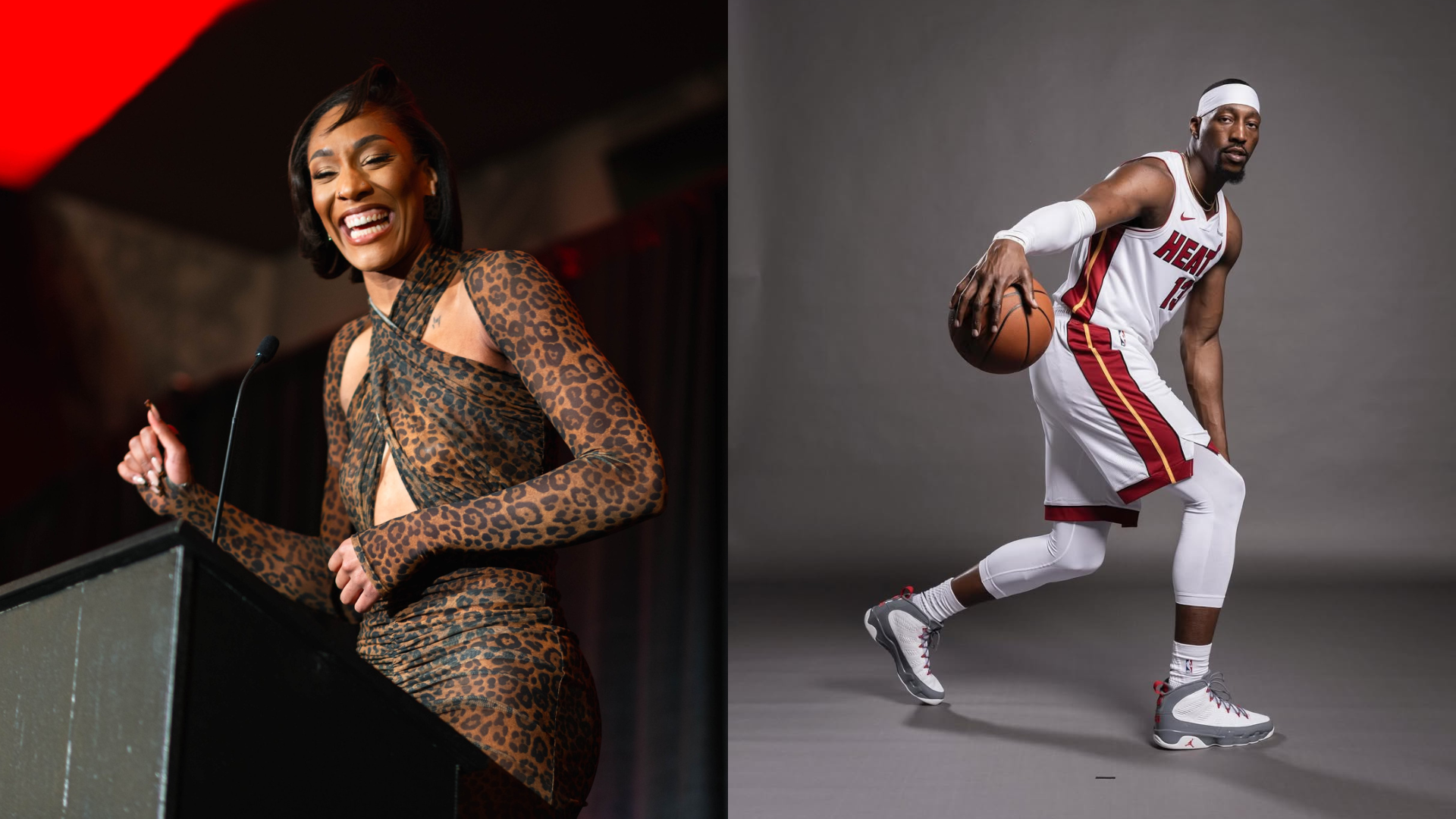 Bam Adebayo and A'ja Wilson. - Source: https://www.instagram.com/p/DPcEXxPgWM-/?hl=en&img_index=1, https://x.com/GamecockWBB/status/1981522785978495136/photo/2