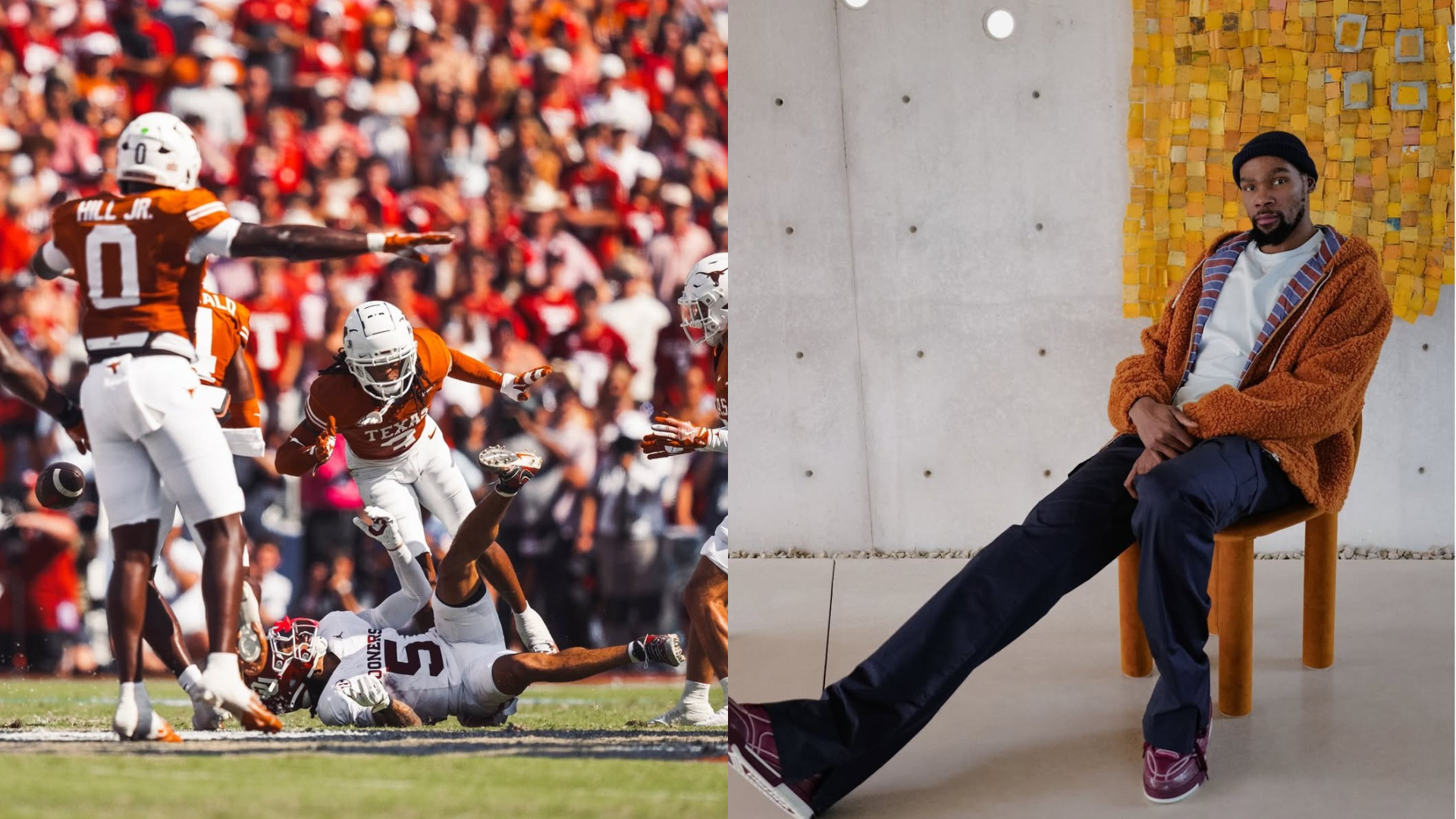 Texas Longhorns and Kevin Durant. - Source: @texasfootball, @easymoneysniper on Instagram
