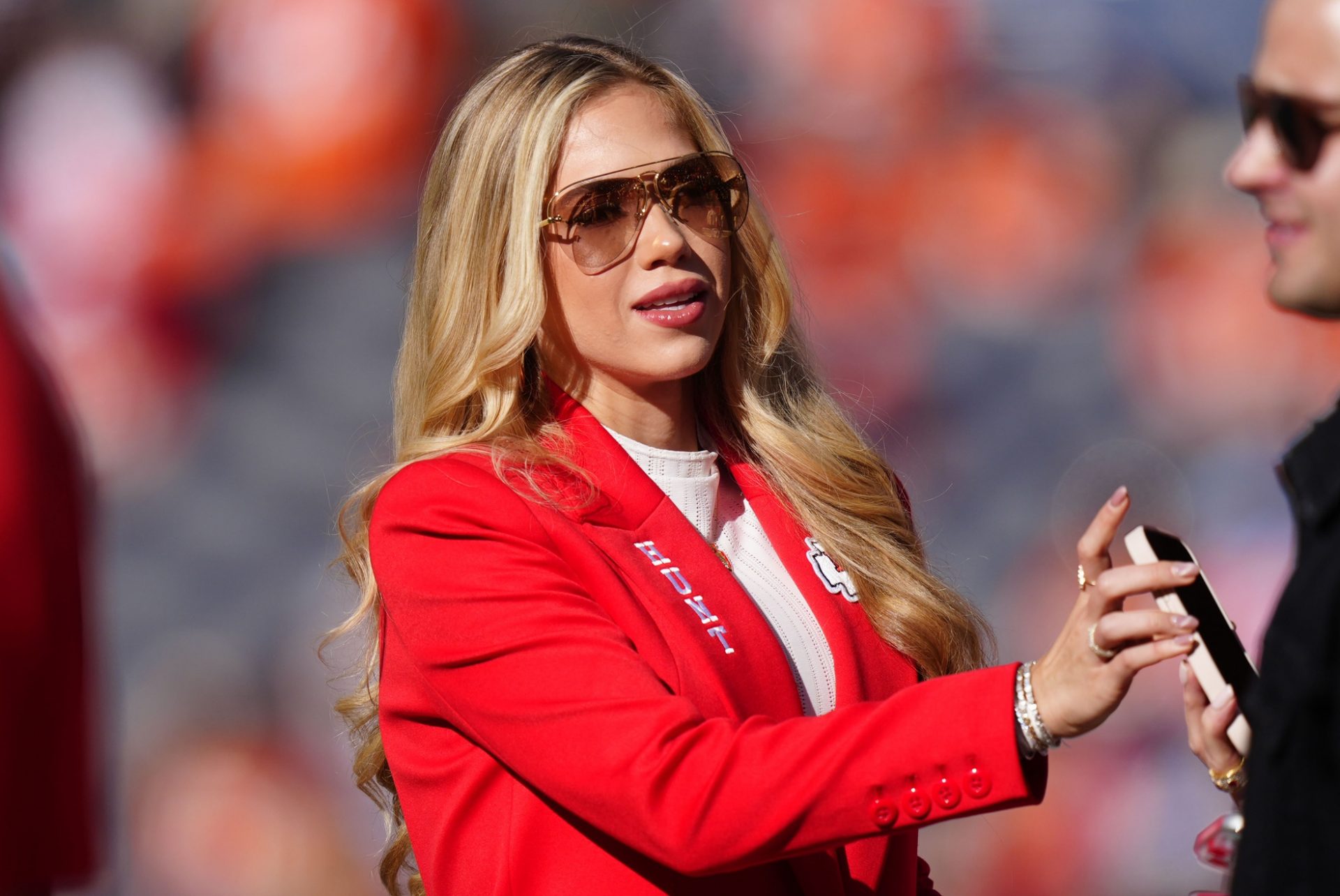 Gracie Hunt, daughter of Kansas City Chiefs co-owner Clark Hunt, before the game against the Denver Broncos at Empower Field at Mile High.