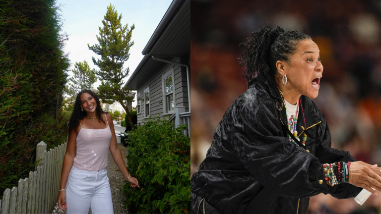 Dawn Staley and Kaeli Wynn. - Source: Imagn, https://www.instagram.com/p/DNZj37DxQYT/?img_index=9