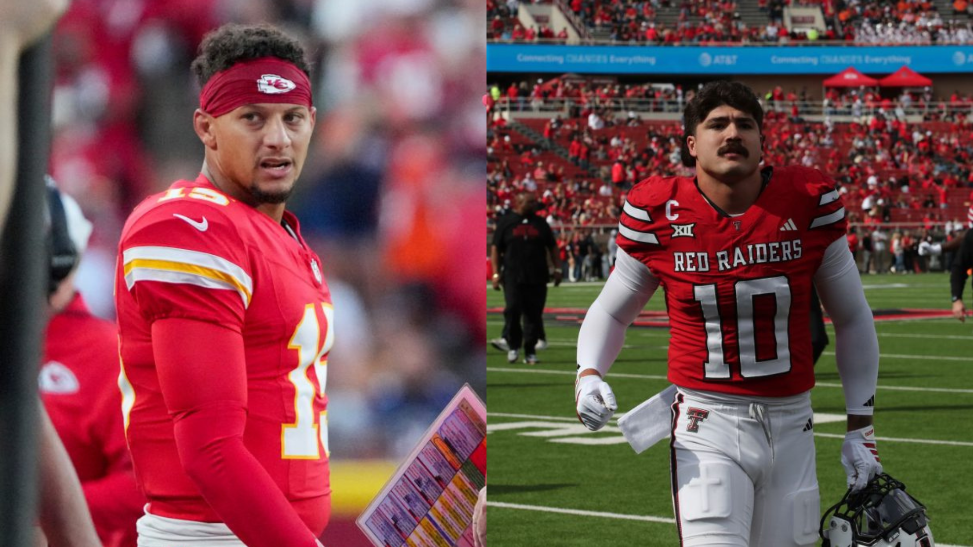 Patrick Mahomes and Jacob Rodriguez. - Source: Imagn