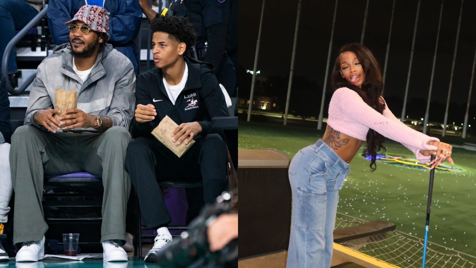 Kiyan and Carmelo Anthony, Angel Bradley. - Source: Imagn, https://www.instagram.com/p/DMWKED2RWc7/?hl=en&img_index=4