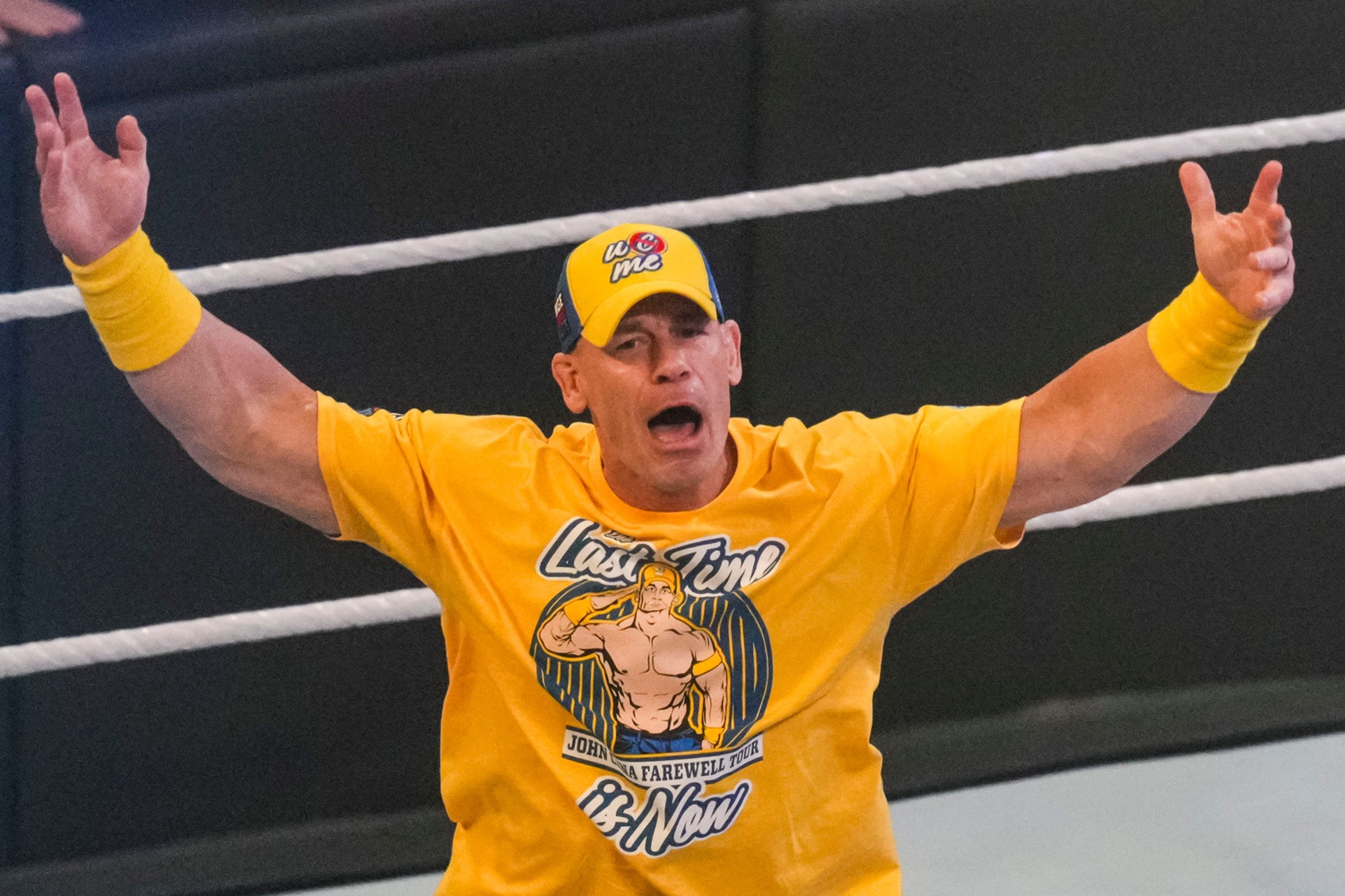 John Cena gets the crowd excited Saturday, Sept. 20, 2025, during WWE WrestlePalooza at Gainbridge Fieldhouse in Indianapolis.