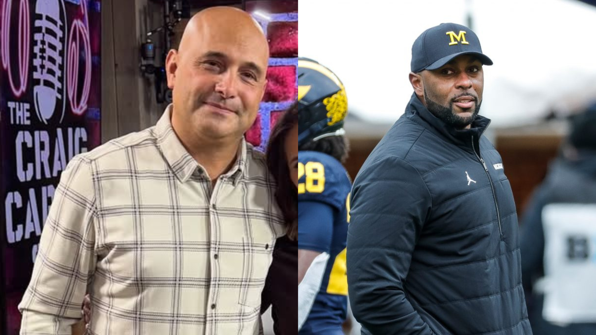 Craig Carton and Sherrone Moore. - Source: Imagn, https://www.instagram.com/p/DQ7lwc8jzpY/?hl=en