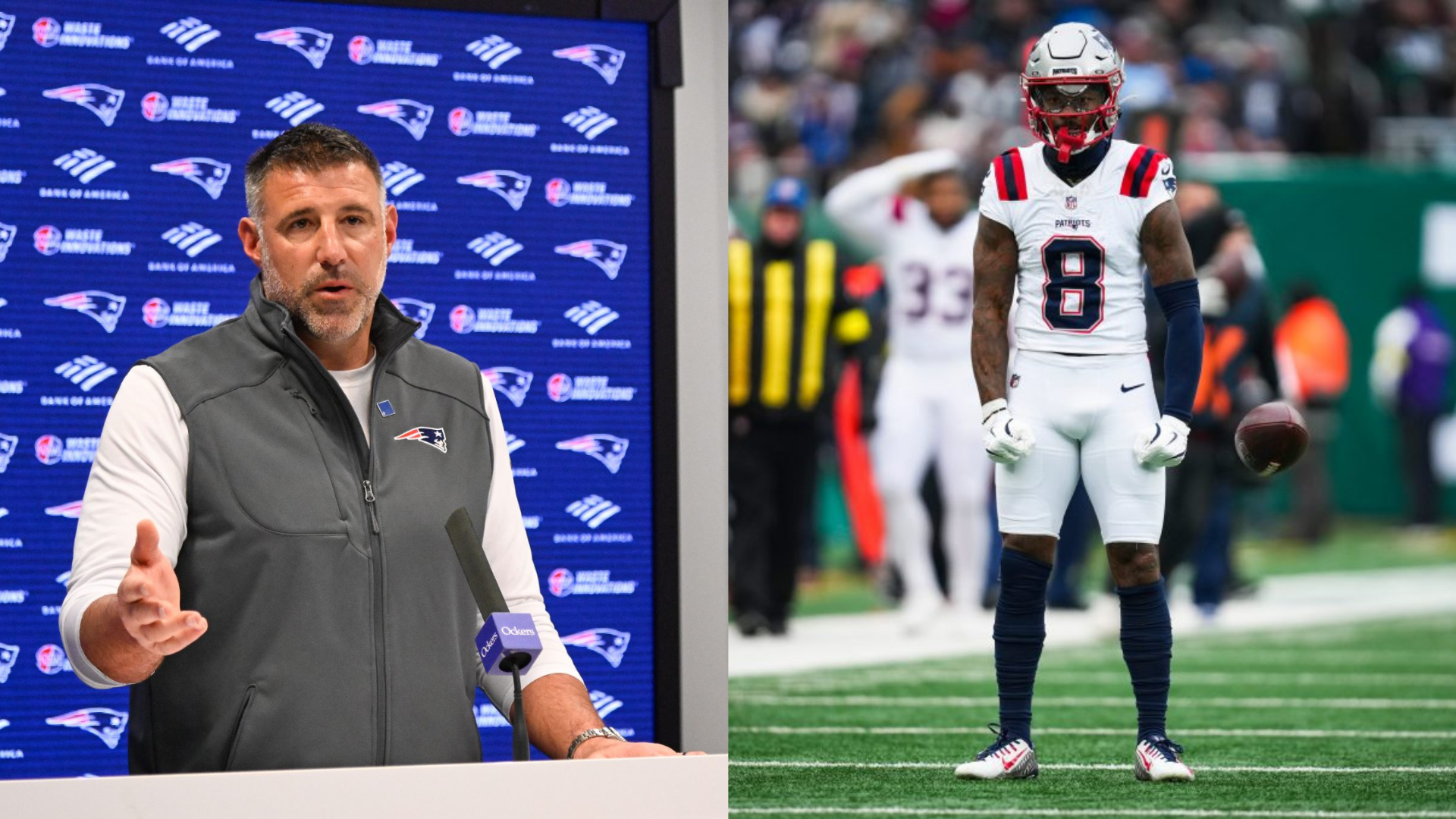 Mike Vrabel and Stefon Diggs. - Source: Imagn