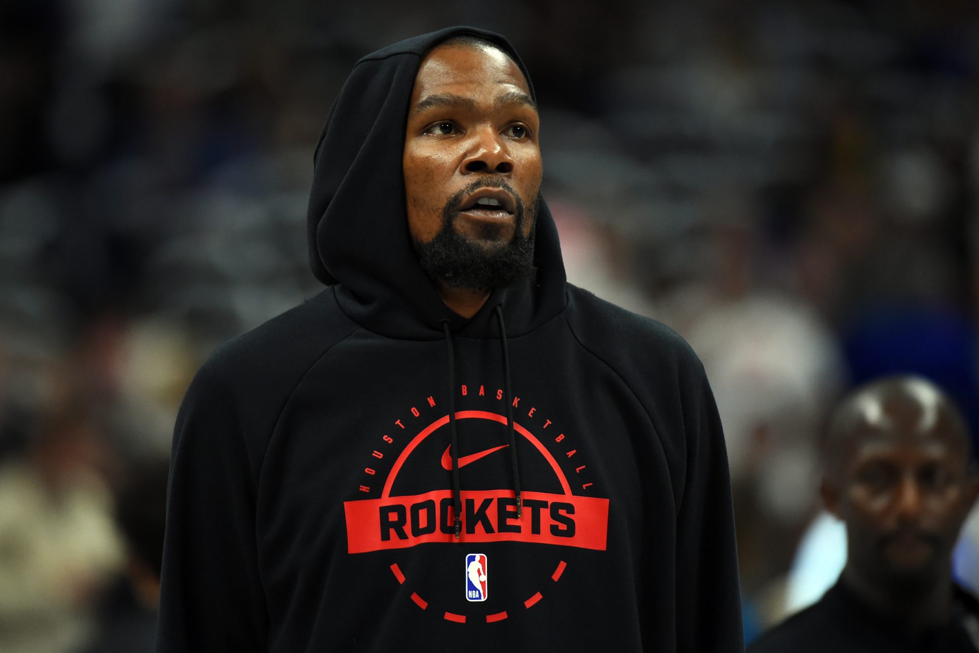 Houston Rockets forward Kevin Durant (7) before the game against the Denver Nuggets at Ball Arena.
