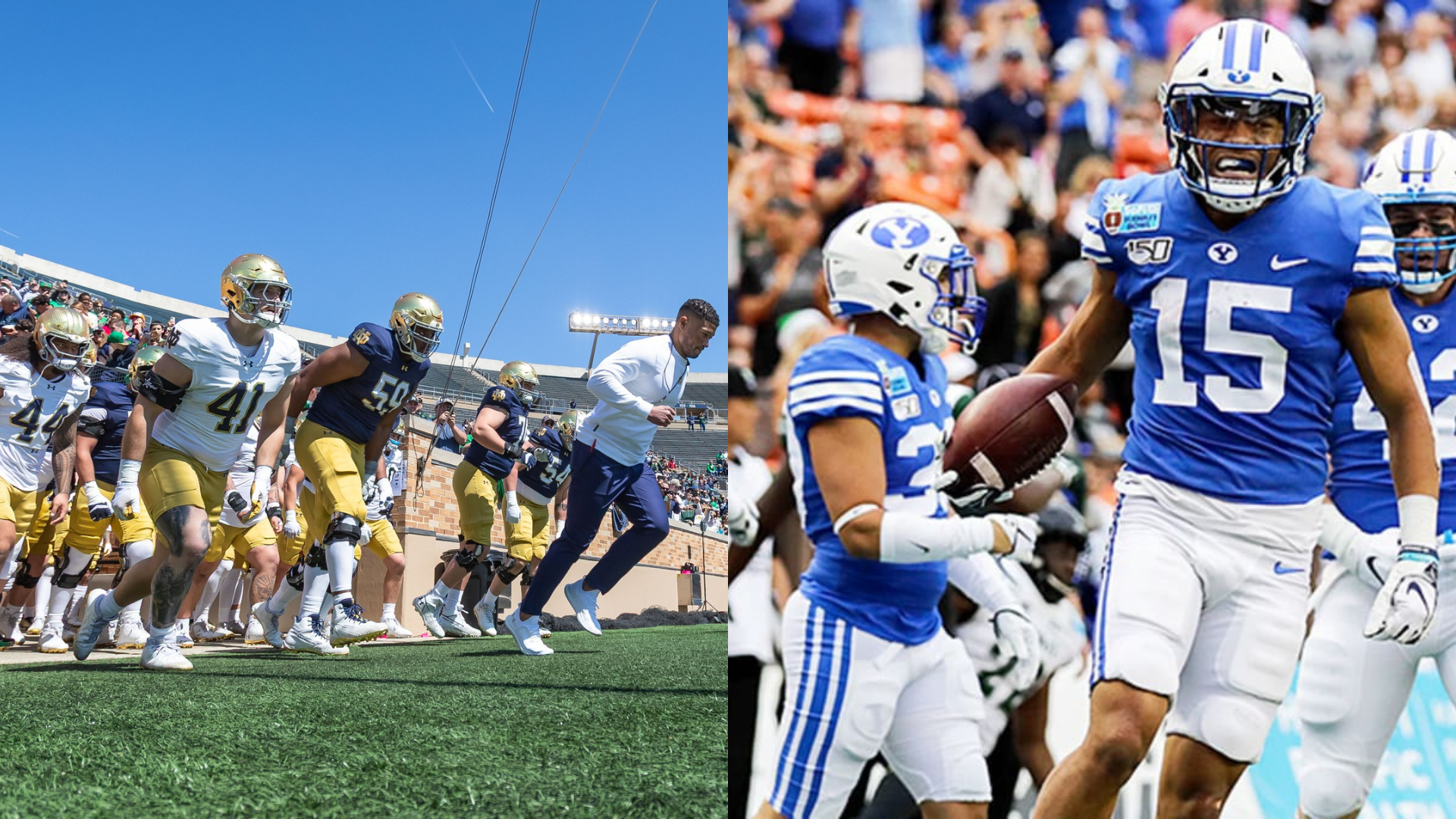 Notre Dame Fighting Irish and BYU Cougars. - Source: Imagn