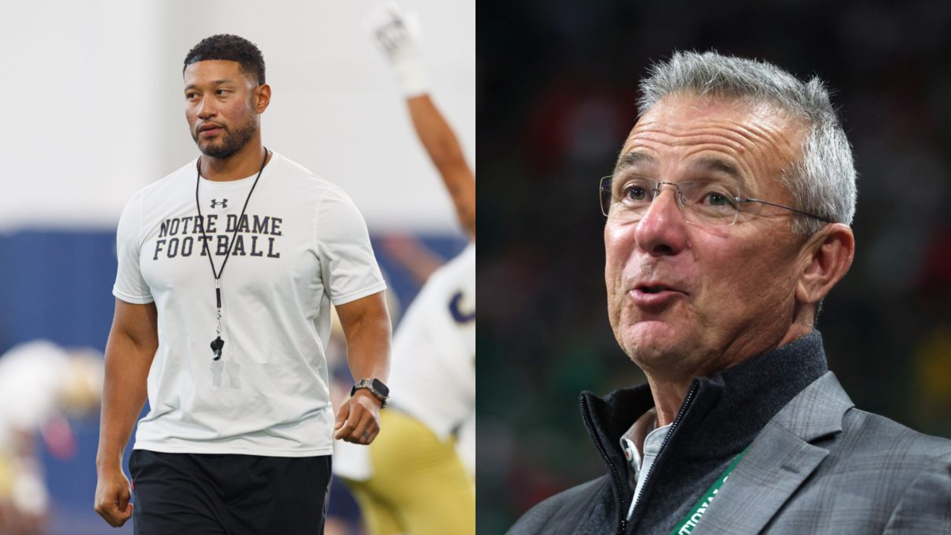 Urban Meyer and Marcus Freeman. - Source: Imagn