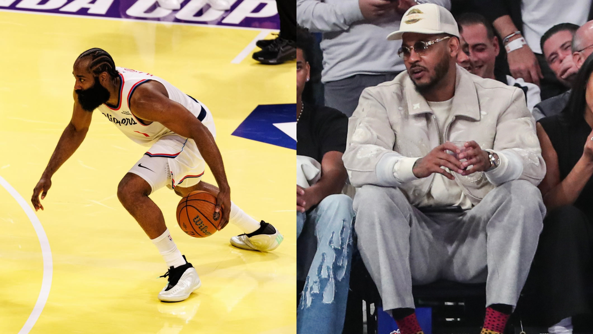 James Harden and Carmelo Anthony. - Source: Imagn, https://www.instagram.com/p/DRm9HBRjx8P/?img_index=1