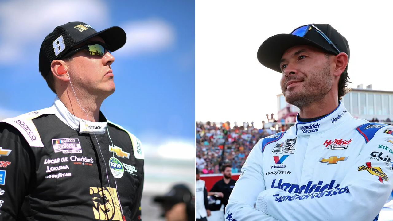 Kyle Larson and Kyle Busch finishes at the 2026 Tulsa Shootout. Images via Imagn.