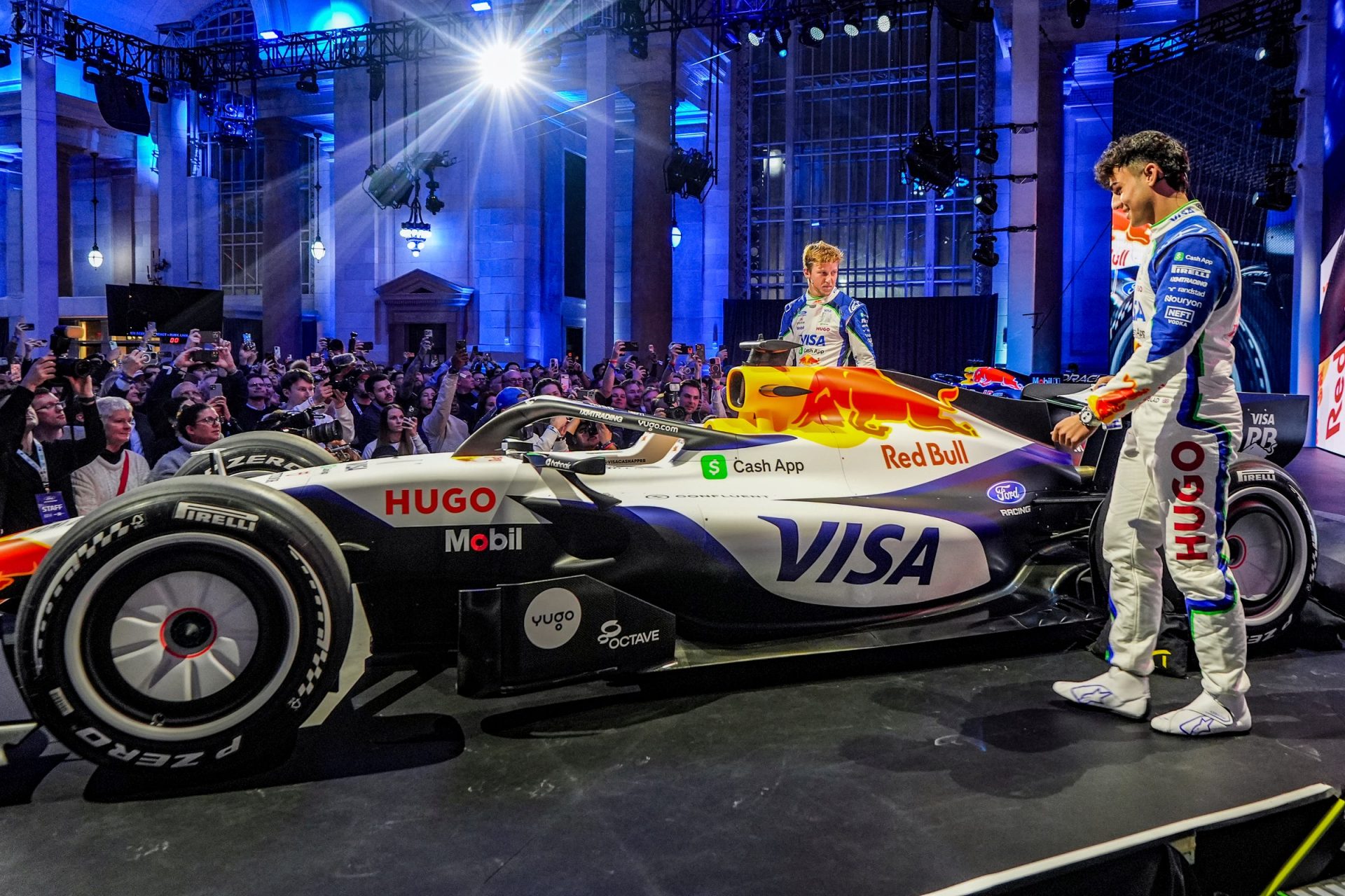 Racing Bulls reveal 2026 F1 livery at the Ford Racing Launch event at Michigan, Detroit. Jan. 15, 2026. Credits: Kimberly P. Mitchell / USA TODAY NETWORK via Imagn Images