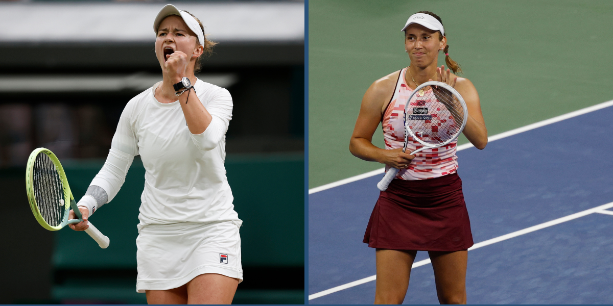Barbora Krejcikova (L) and Elise Mertens. (Image credits: Imagn)