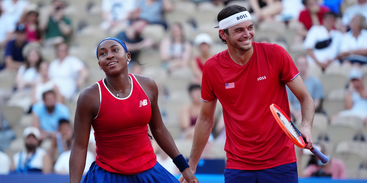 Coco Gauff (left) and Taylor Fritz (right) representing the USA in mixed doubles at the 2024 Paris Olympics (Source: Imagn)