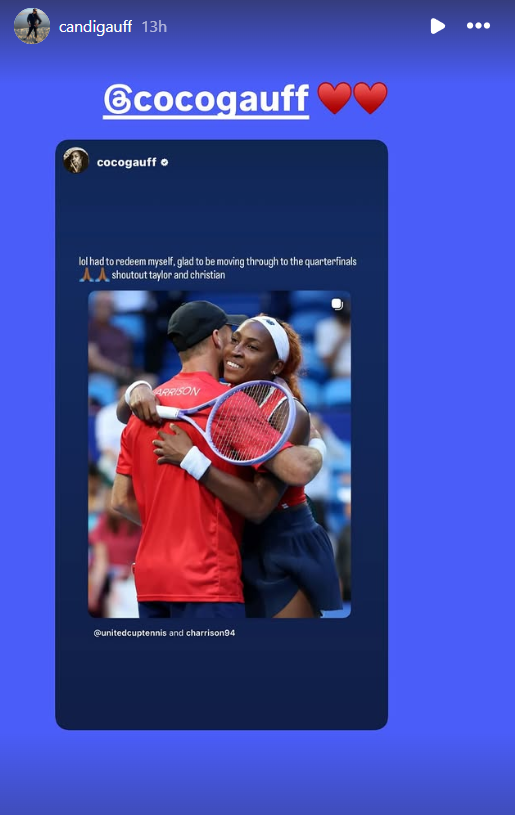 Screenshot from Candi Gauff's story on IG