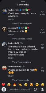 Taylor Fritz and Coco Gauff's comments on the video shared by Tennis Channel (Source: Instagram/tennischannel)