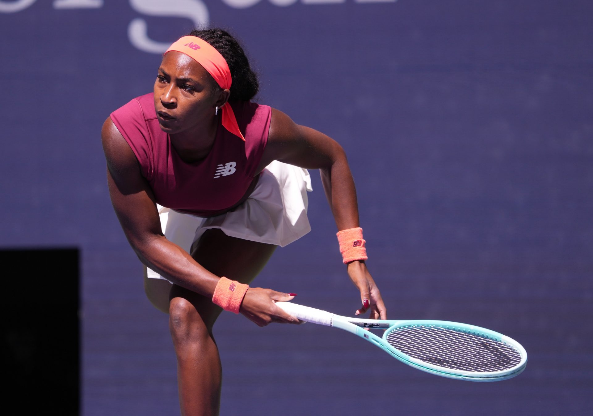 Coco Gauff (USA) hits to Magdalena Frech (POL) (not pictured) on day seven of the 2025 U.S. Open tennis tournament at the USTA Billie Jean King National Tennis Center.