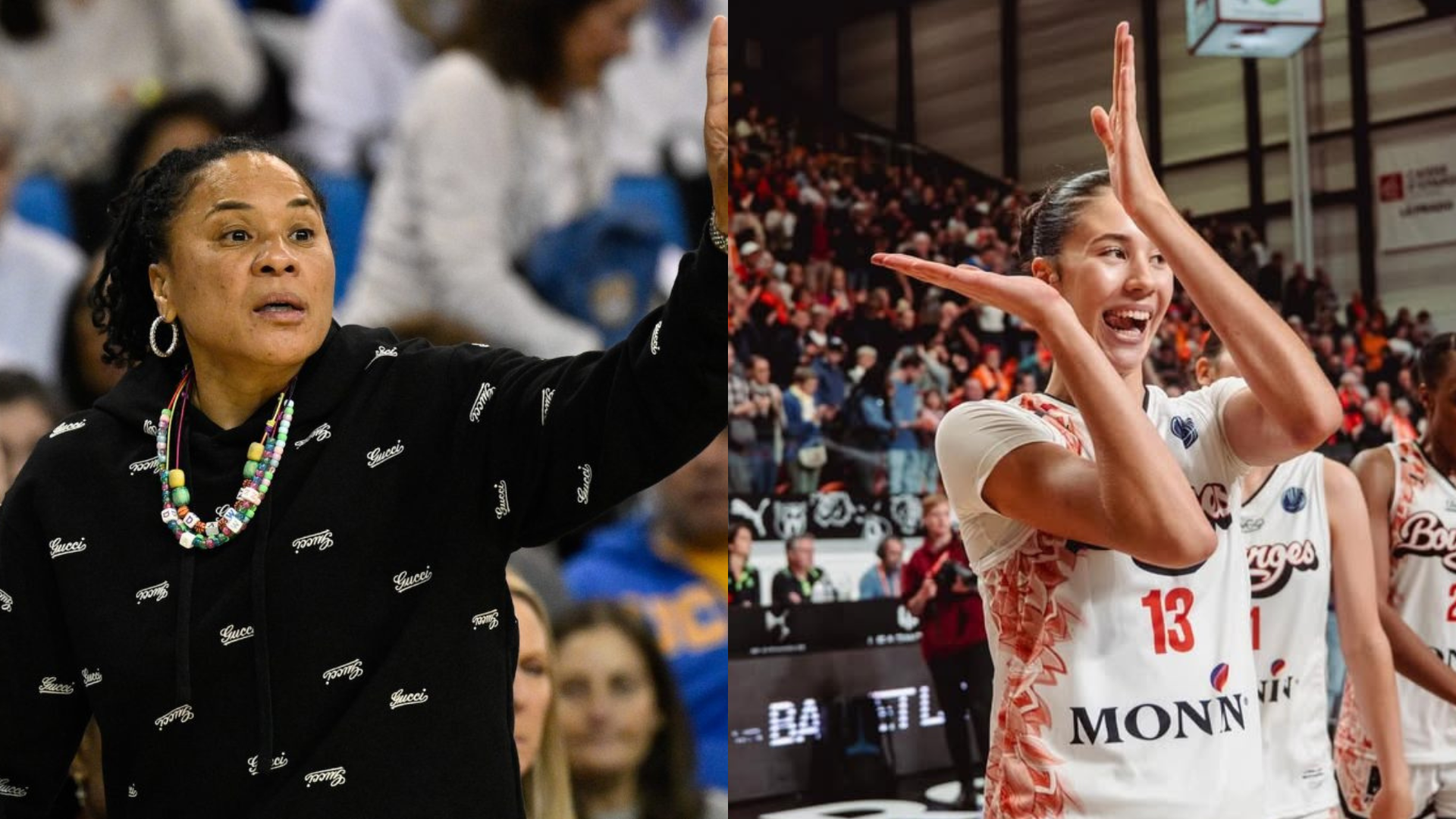 Alicia Tournebize and Dawn Staley. - Source: Imagn, https://www.instagram.com/p/DSkl2FgDPKk/?hl=en&img_index=9