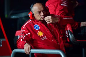 Nov 21, 2025; Las Vegas, NV, USA; Ferrari team principal Frederic Vasseur before the Las Vegas Grand Prix at Las Vegas Strip Circuit. Mandatory Credit: Gary A. Vasquez-Imagn Images