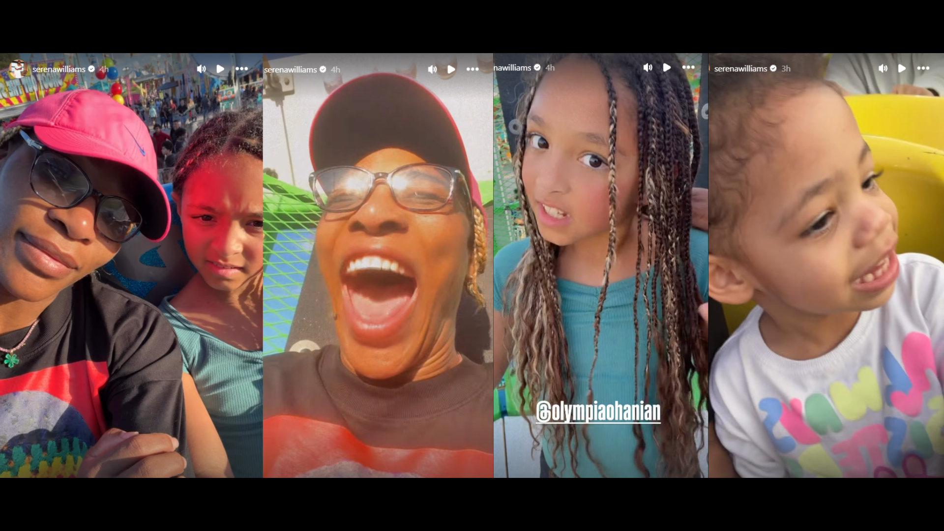 Screenshots from Serena Williams' Instagram story