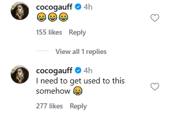 Coco Gauff's comments from the Instagram post
