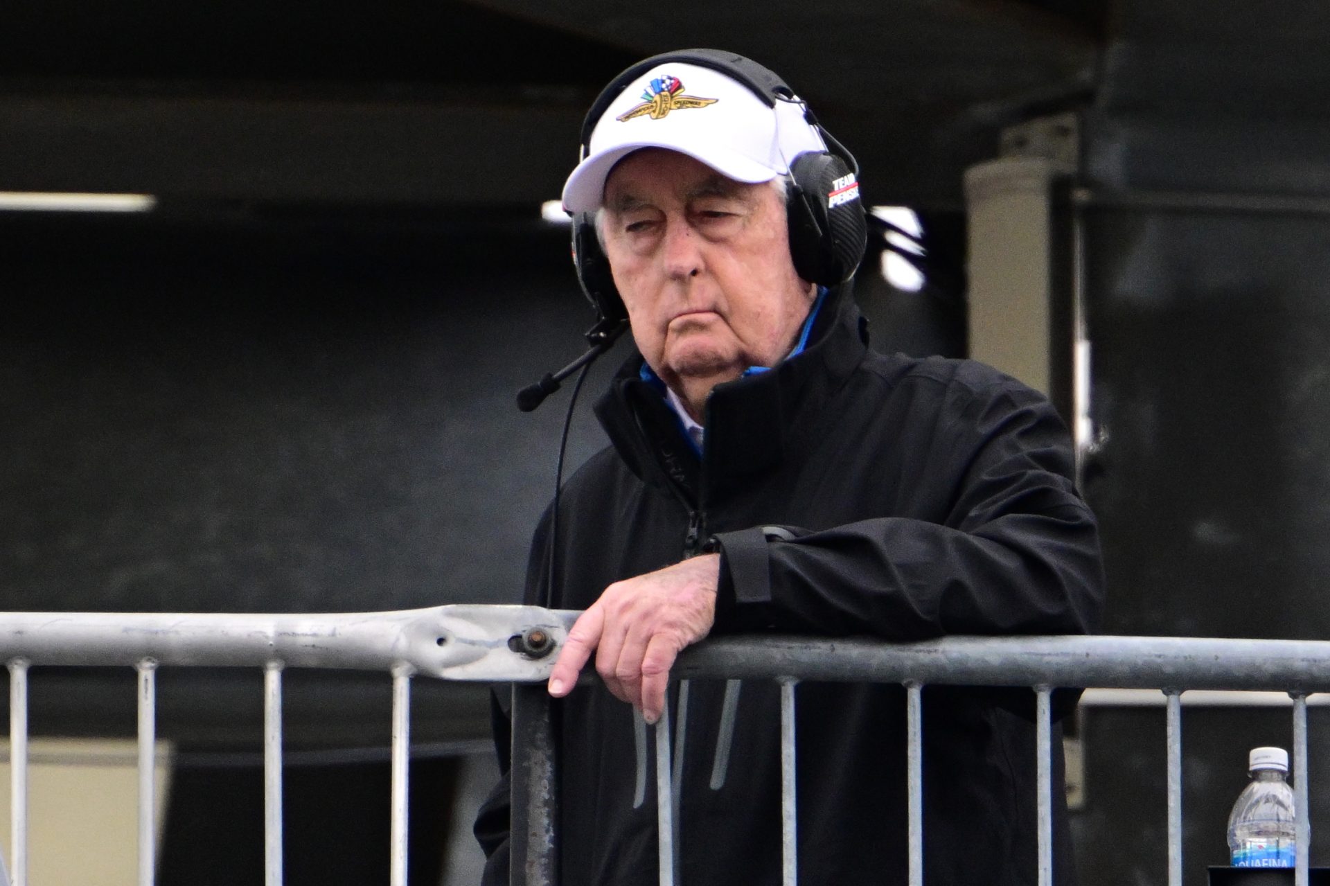 Roger Penske watches from the pagoda during the 109th Running of the Indianapolis 500 at Indianapolis Motor Speedway.