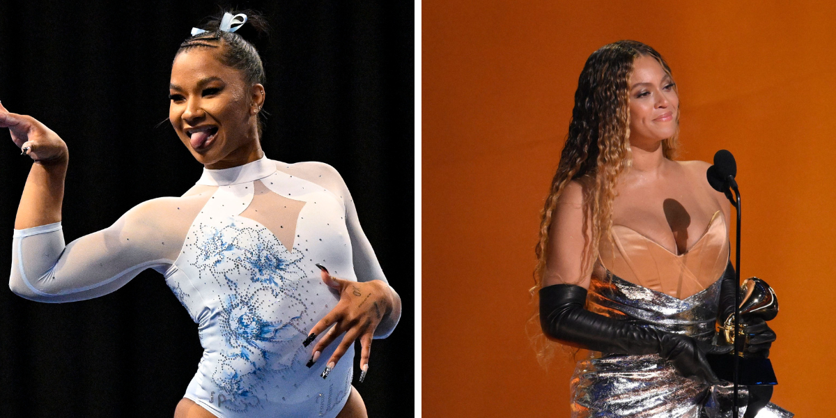 Jordan Chiles and Beyonce. (Images by Imagn)