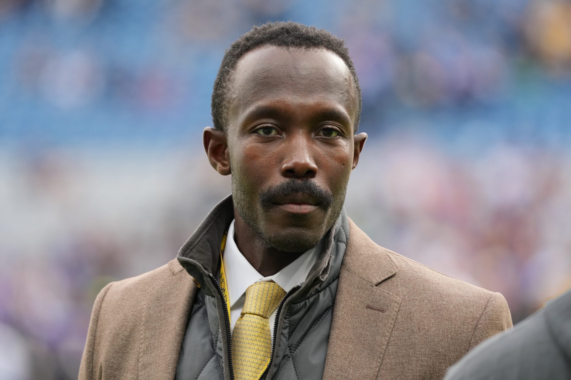 Minnesota Vikings general manager Kwesi Adofo-Mensah stands on the sidelines prior to a game against the Pittsburgh Steelers during an NFL International Series game at Croke Park. Source: Imagn