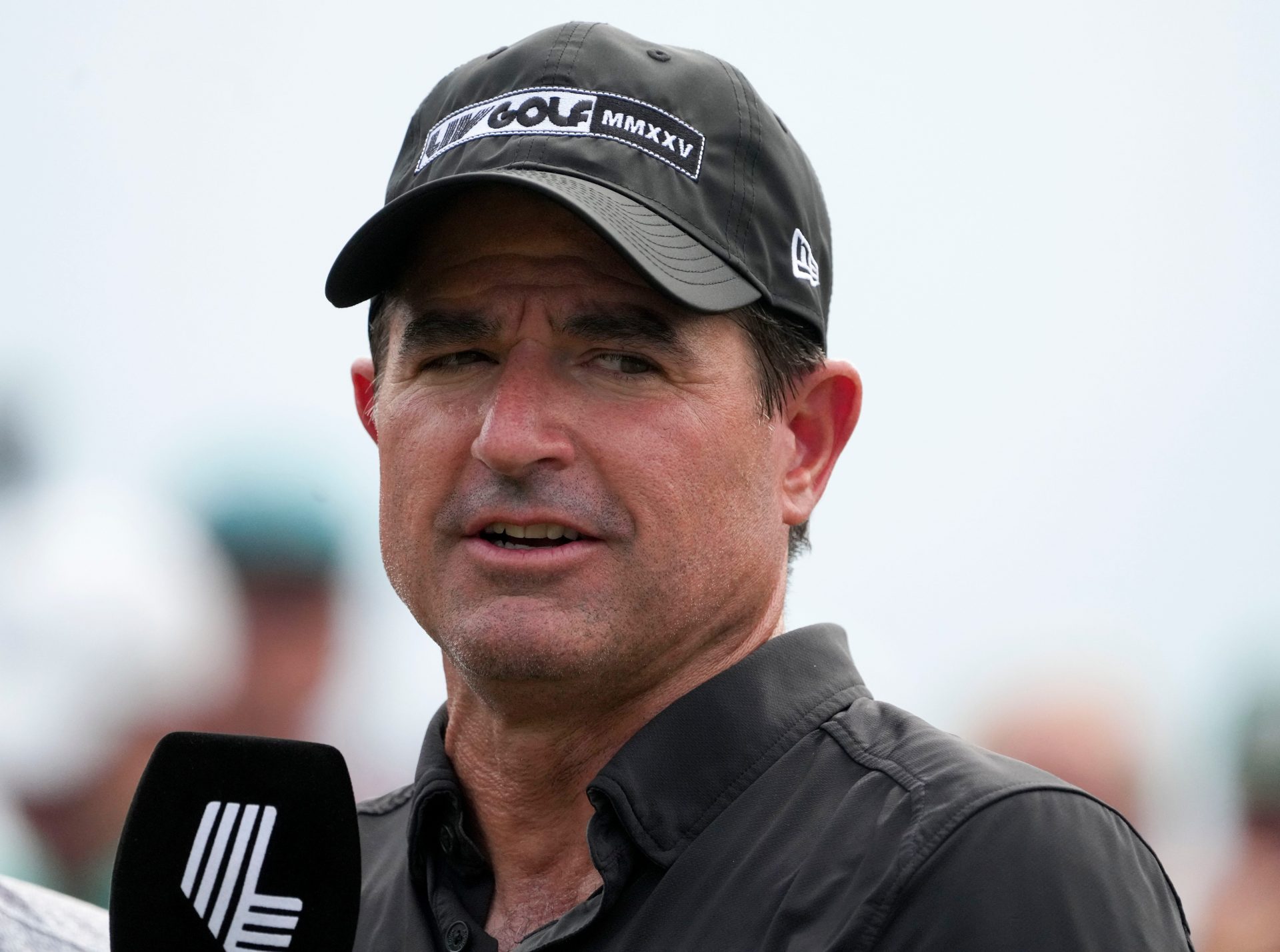 Scott O’Neil, LIV Golf CEO, takes part in an announcement Saturday, Aug. 16, 2025, during day two of LIV Golf Indianapolis at The Club at Chatham Hills in Westfield. The group announced LIV Golf will return to Westfield in 2026.