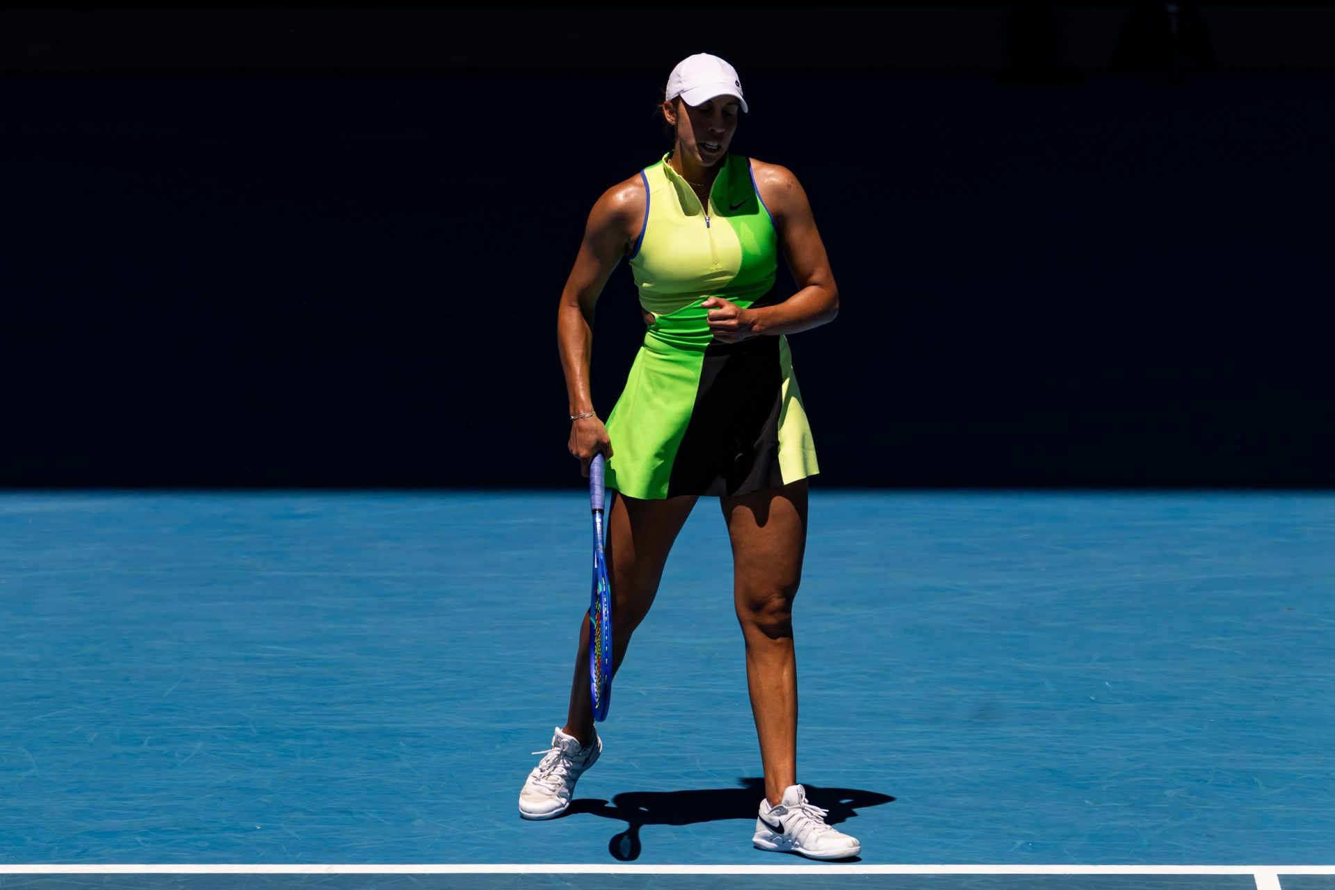Madison Keys of United States in action against Jessica Pegula of United States in the fourth round of the women’s singles at the Australian Open at Rod Laver Arena in Melbourne Park.