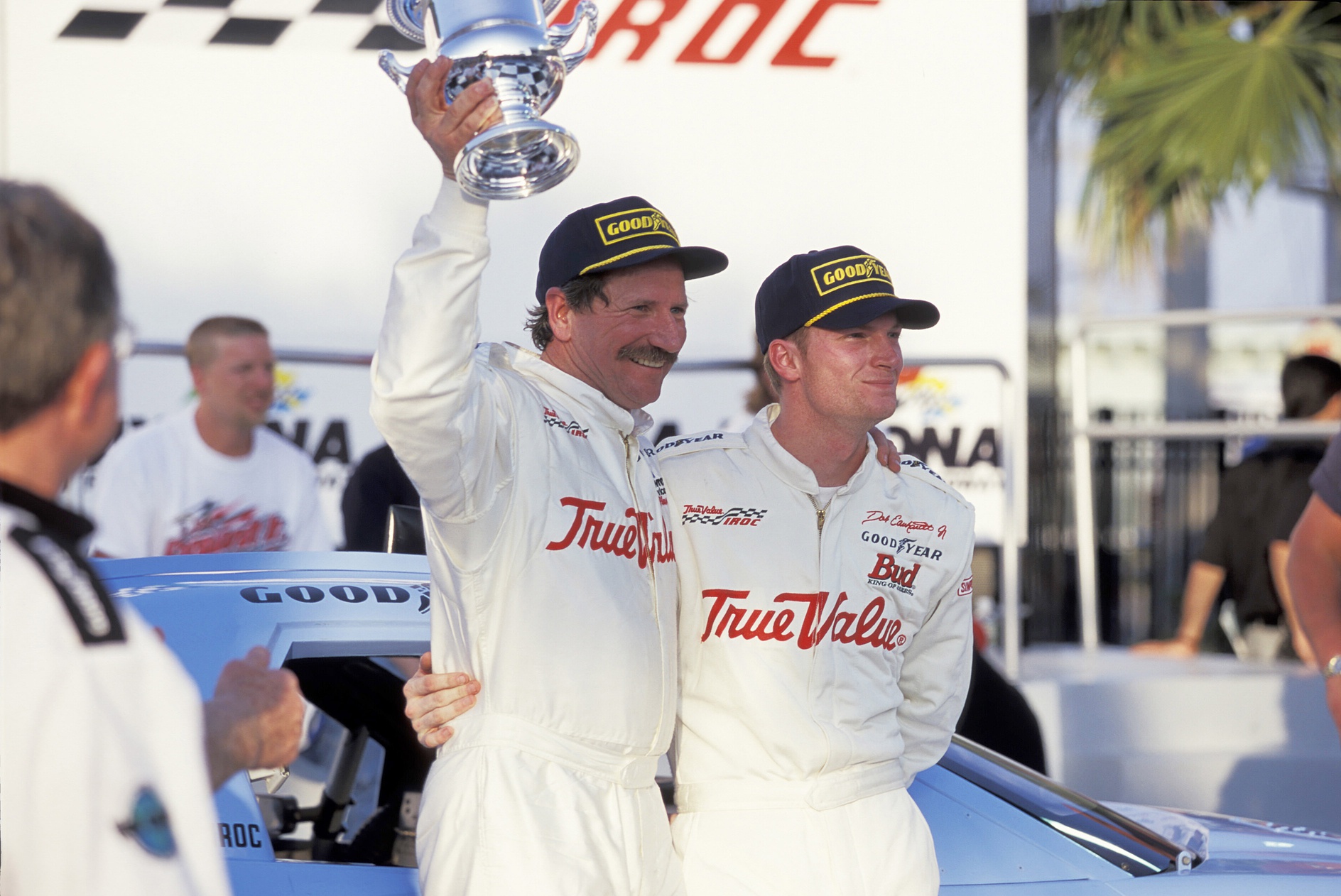 Unknown Date; Daytona, FL, USA; FILE PHOTO; NASCAR driver Dale Earnhardt Sr and Dale Earnhardt Jr in victory lane after Earnhardt Sr. won the IROC race at Daytona International Speedway.