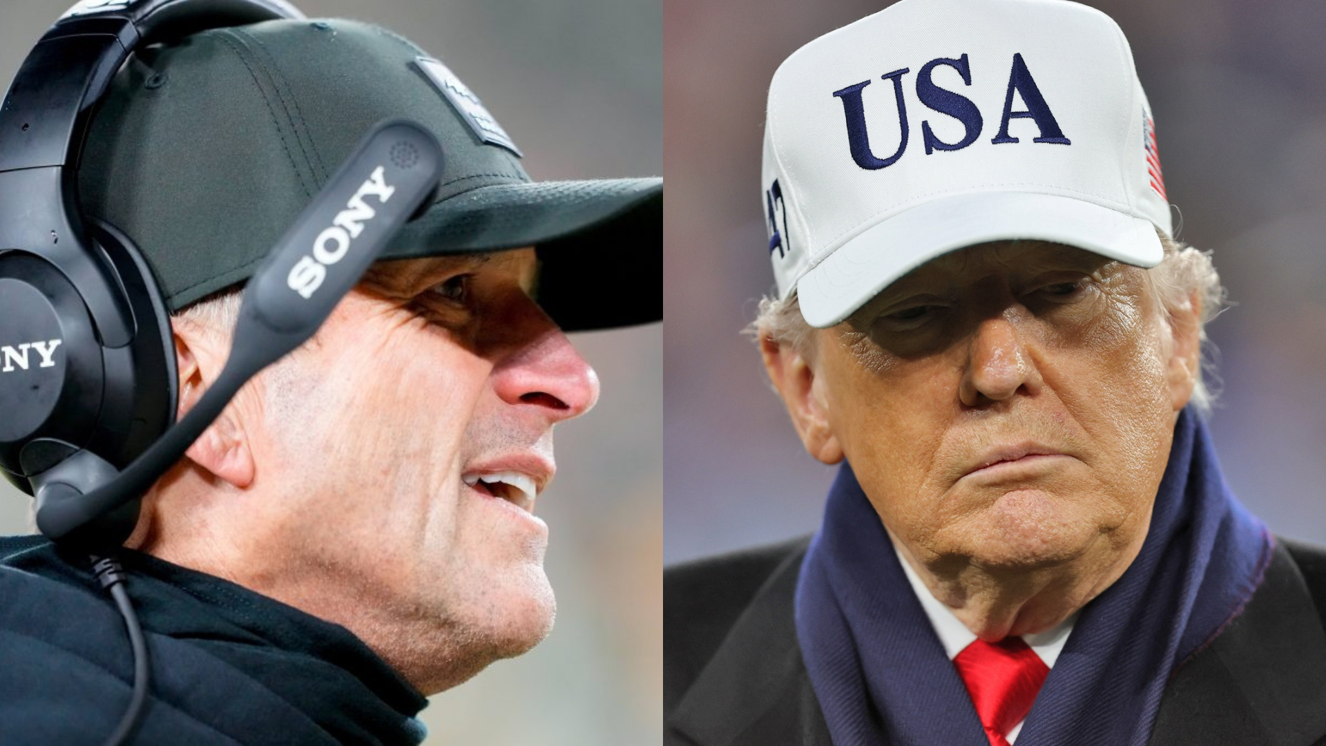 John Harbaugh and President Donald Trump. - Source: Imagn