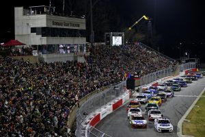 NASCAR Cup Series driver Chase Elliot (9) leads the start of the Clash at Bowman Gray at Bowman Gray Stadium.
