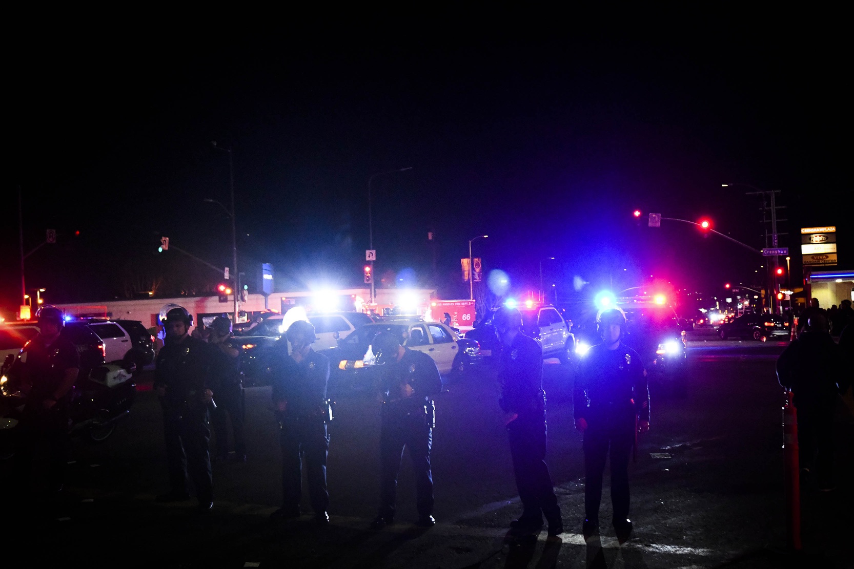 LAPD shut down the corner of Slauson and Crenshaw after multiple people were stabbed during a vigil for Nipsey Hussle on April 1, 2019 in Los Angeles. Hussle, a 33-year-old rapper, whose real name was Ermias Asghedom, was shot and killed outside the store on Sunday March 31, 2019.