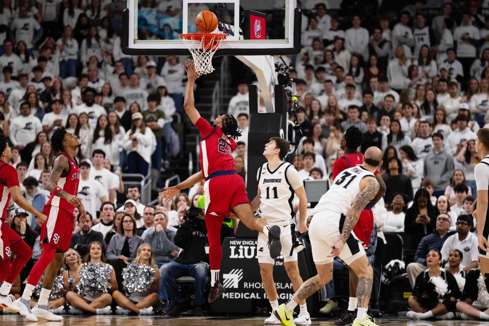 St. John’s University Red Storm forward/guard Bryce Hopkins (23) shoots during the first half of the game against the Providence College Friars at Amica Mutual Pavilion.