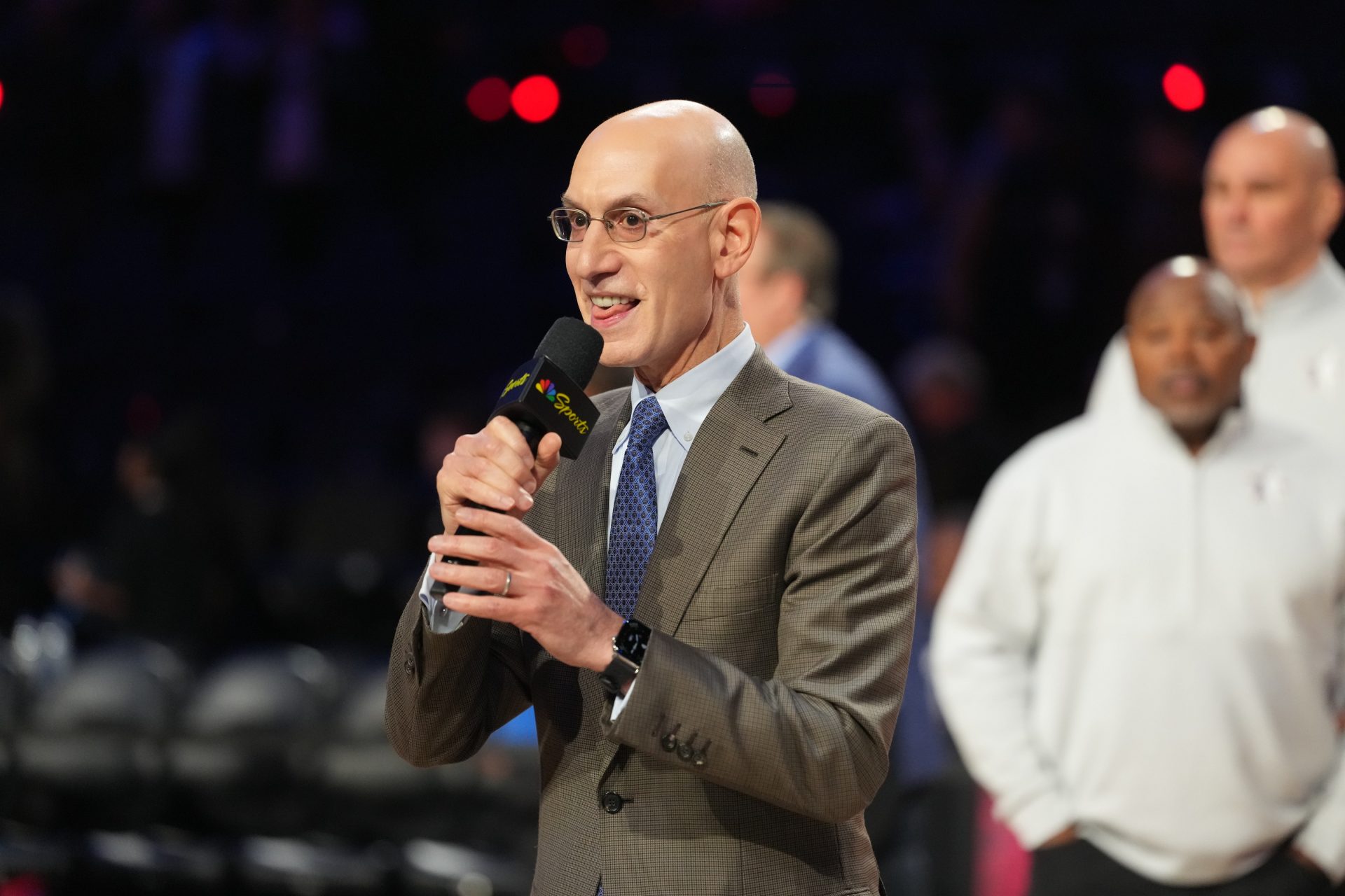 NBA commissioner Adam Silver speaks to media after the 75th NBA All Star Game at Intuit Dome.