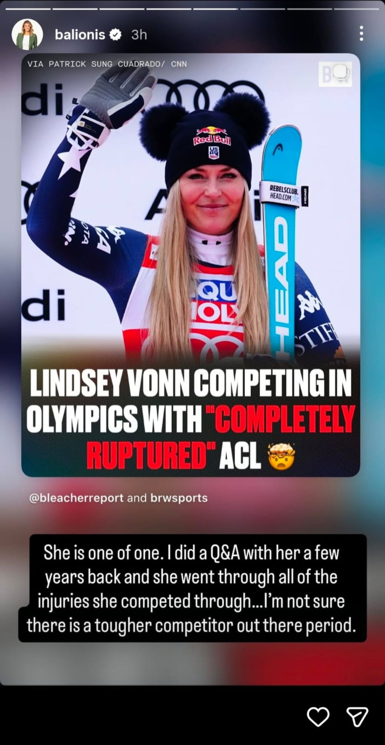 Screenshot taken from Amanda Balionis' Instagram story