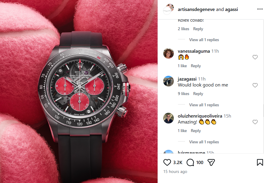 Screenshot of Jaz's comment on Andre Agassi's Instagram post