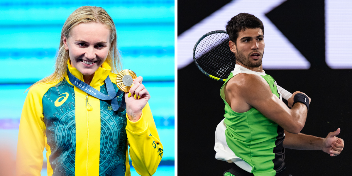 Ariarne Titmus and Carlos Alcaraz. (Images by Imagn)