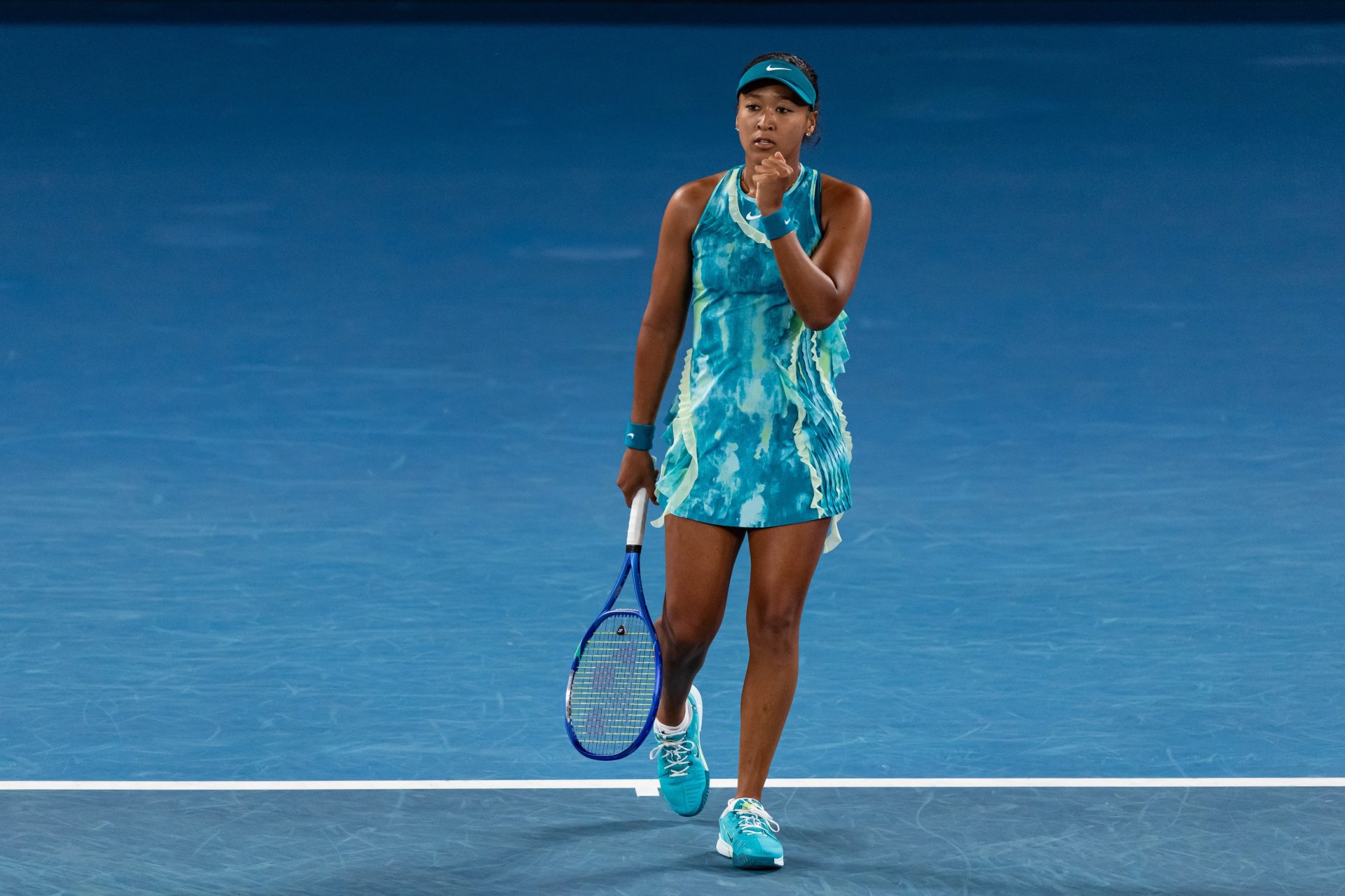 Naomi Osaka of Japan in action against Antonia Ruzic of Croatia in the first round of the womens singles at the Australian Open at Rod Laver Arena in Melbourne Park.