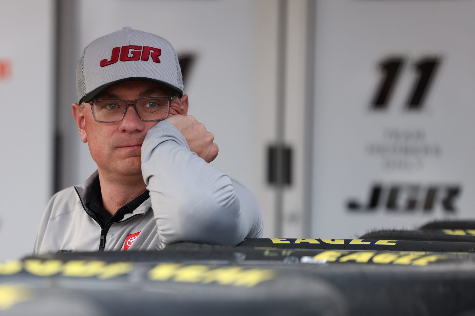Joe Gibbs Racing competition director Chris Gabehart before NASCAR Cup Series Xfinity 500 Practice and Qualifying at Martinsville Speedway.