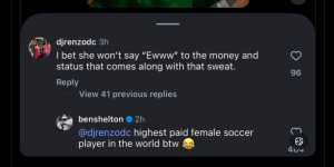 Shelton's reaction to the troll who criticized Rodman (Source: Instagram/tennistv)