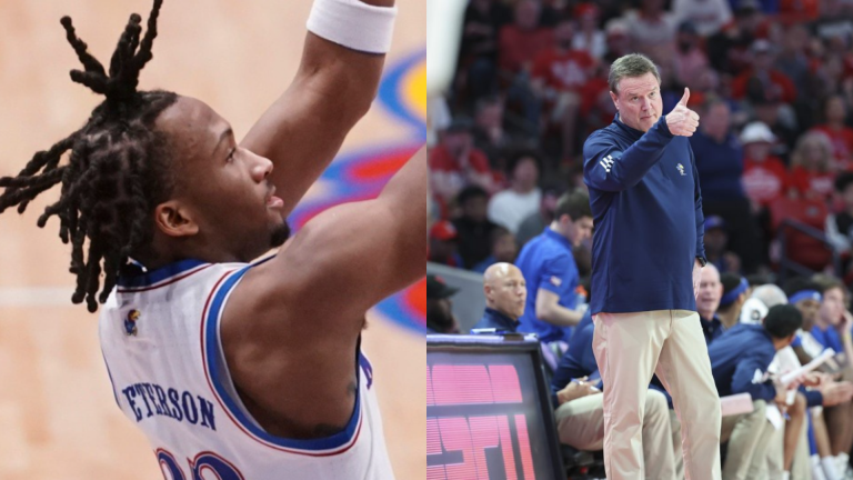 Bill Self and Darryn Peterson. - Source: Imagn