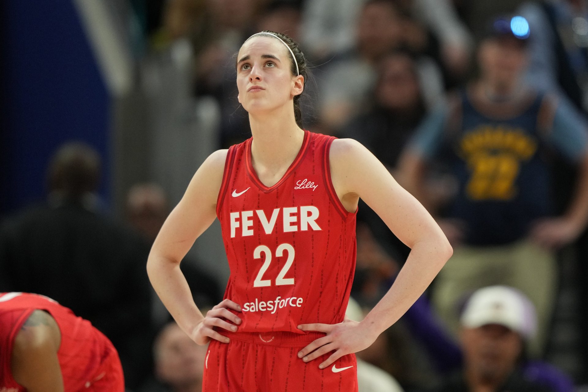 Indiana Fever guard Caitlin Clark (22) during the fourth quarter against the Golden State Valkyries at Chase Center - Source: Imagn Images