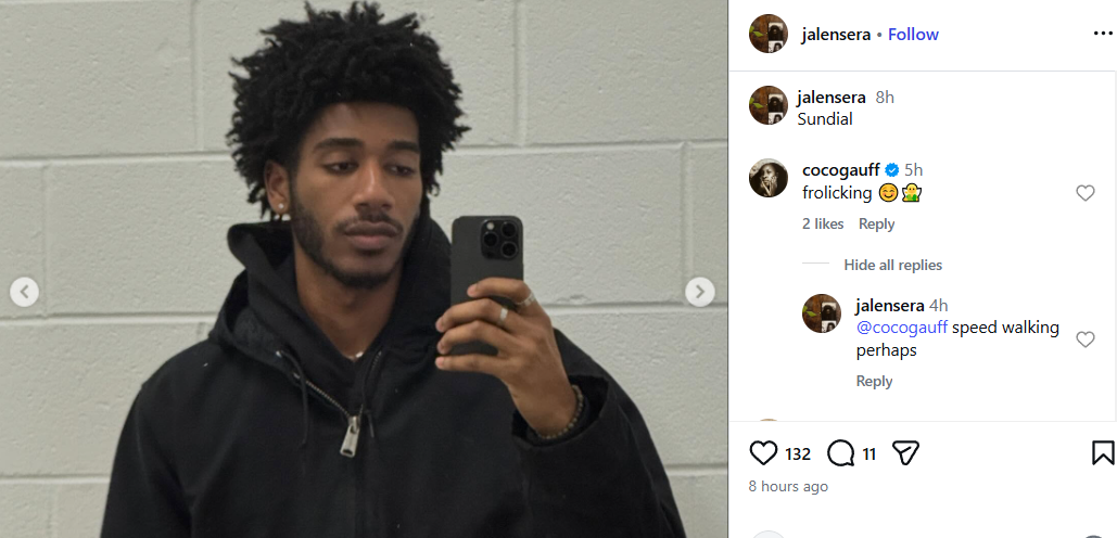 Screenshot of Coco Gauff's comment on Jalen Sera's post