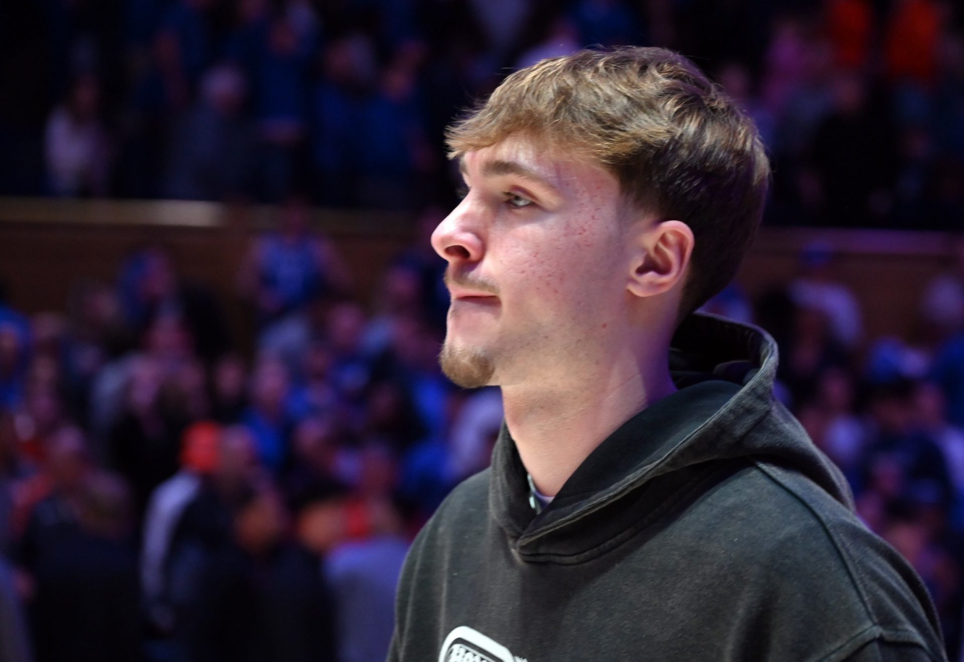 Former Duke Blue Devils  player Cooper Flagg leaves the court after a game between the Duke Blue Devils and the Clemson Tigers during the second half at Cameron Indoor Stadium.